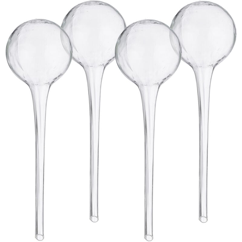 Bulle d'arrosage pour vos plantes, en lot pratique de 4, en verre, h x d : 30 x 9 cm, transparent - Relaxdays