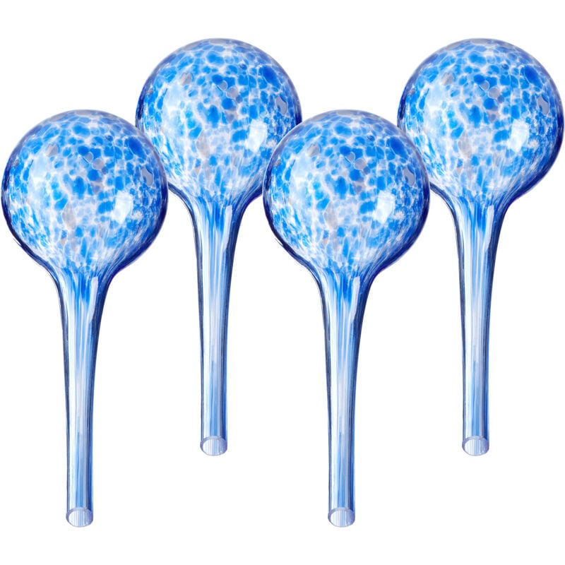 Bulle d'arrosage pour vos plantes, en lot pratique de 4, en verre, h x d : 15 x 6 cm, bleue - Relaxdays