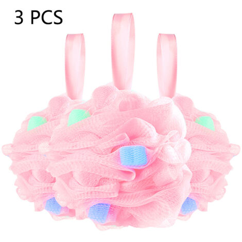 Boules de bain en éponge rose 3 pièces