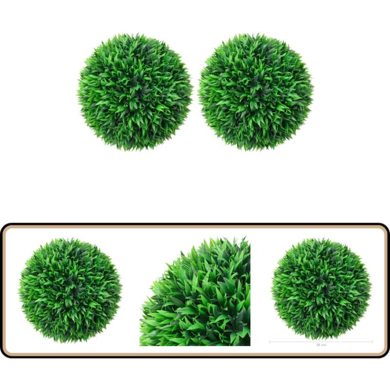 Vidaxl - Boules de buis artificielles 2 pcs 38 cm - Balles De Buis Artificielles - Décoration Intérieur Extérieur - Plantes Artificielles - Verdure