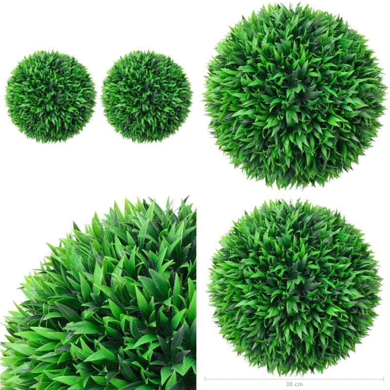 Boules de buis artificielles 2 pcs 38 cm - Balles De Buis Artificielles - Décoration Intérieur Extérieur - Plantes Artificielles - Verdure