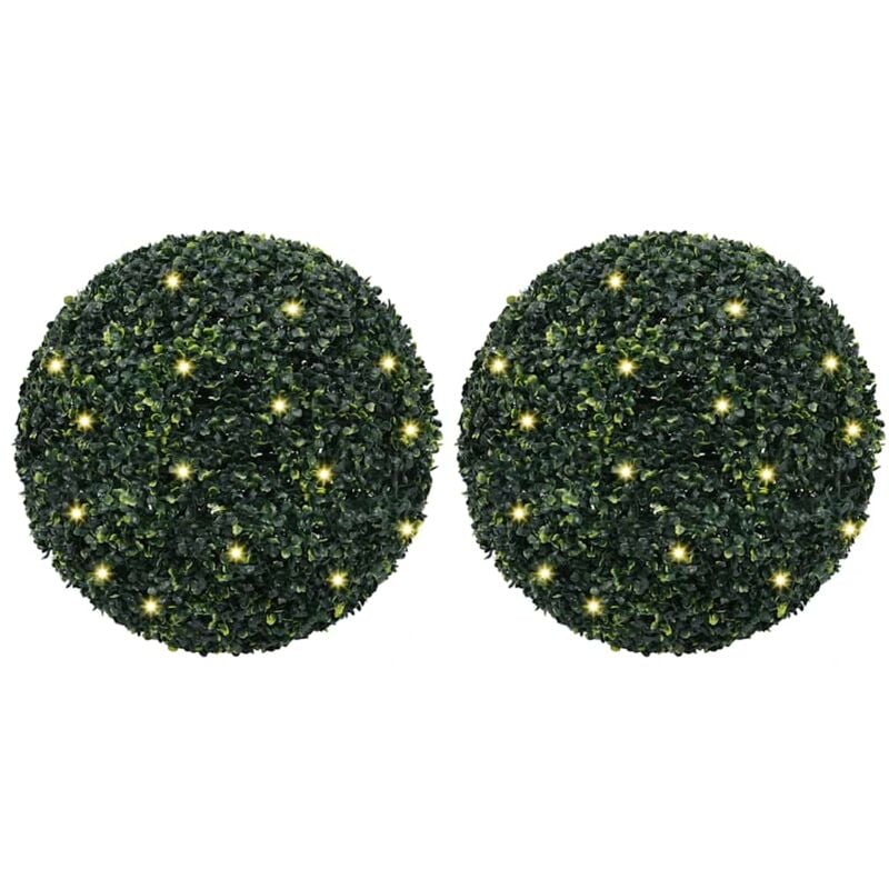 Boules de buis artificielles avec lumières LED 2 pcs vert 52 cm vidaXL