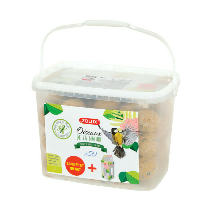 Seau de boules de graisse 90 g pour oiseaux sauvages Contenance 50 boules