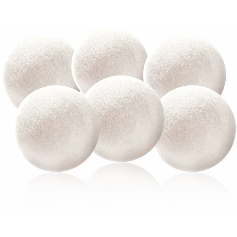 Decdeal - Boules de laine de 7CM, 6 pièces, sèche-linge, adoucissant écologique, déshumidification, diminution du temps de séchage, lavage