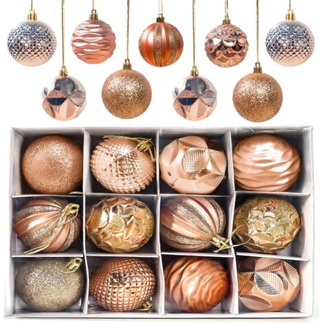 Boules de Noël, 12 pièces Boules d'arbre de Noël Boules, Décorations d'arbre de Noël Mat et brillant Boules d'arbre de Noël scintillantes