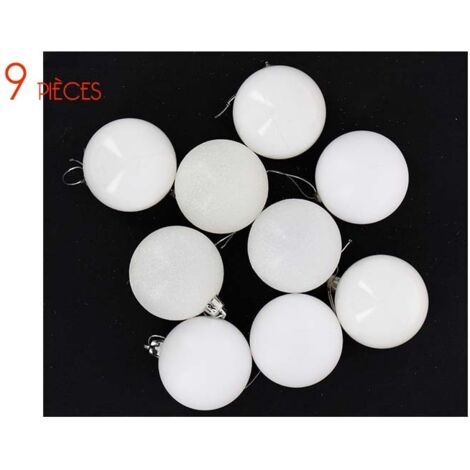 Boules de Noël BLANC 9 pcs Ø6cm - SILUMEN