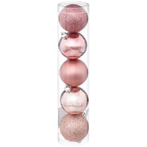 Boules de Noël de différentes finitions, Ø 5 cm, 5 pièces