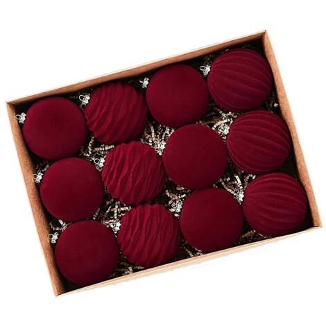 Boules de Noël, décoration pour sapin de Noël, lot de 12, luxueuses, floquées A--