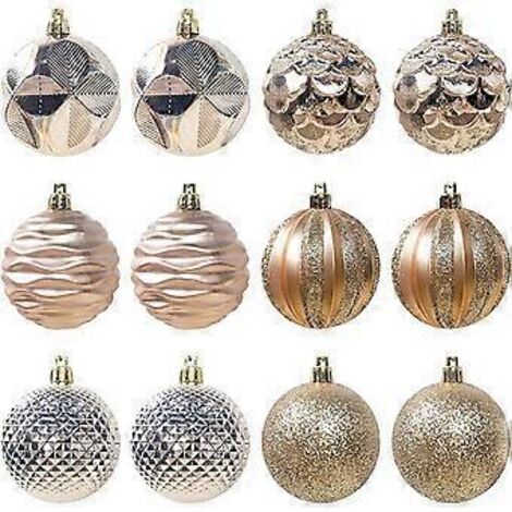 Boules de Noël décoratives de 6 cm (2,36 po), pour les fêtes de fin d'année - Lot de 12, dorées