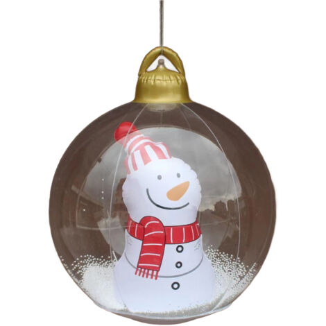 Boules de Noël gonflables de 23,6 pouces avec LED, boule décorée lumineuse géante en PVC pliable, télécommande transparente, décoration extérieure pour bonhomme de neige de vacances