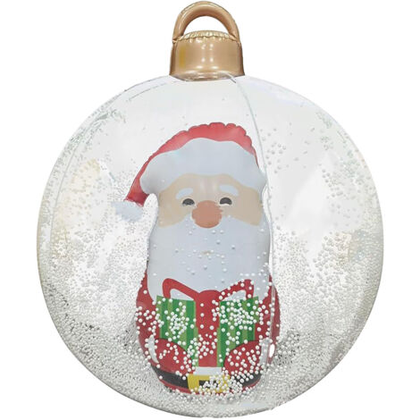 Boules de Noël gonflables de 23,6 pouces avec LED géante éclairant la boule décorée en PVC pliable avec télécommande transparente, décoration extérieure pour les vacances du Père Noël