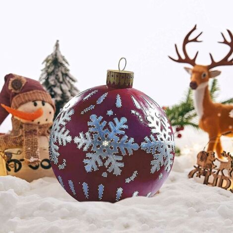 Boules de Noël gonflables géantes de 60 cm - Décoration extérieure - Grandes Boules de Noël pour Mariage, Festival, décoration d'intérieur, Cour, pelouse, Jardin, décoration extérieure（flocon de neige