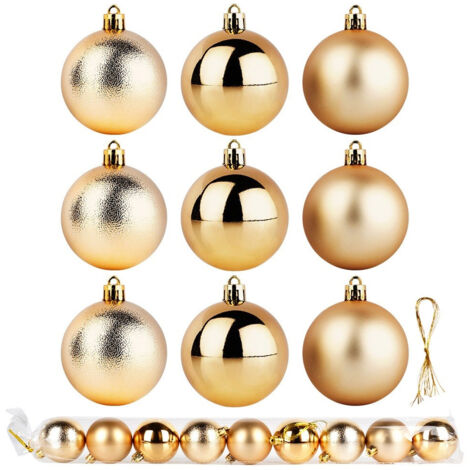 Boules de noel incassables dorees 6 cm 9 pieces