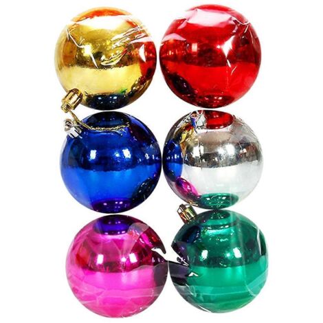 Boules de Noël lumineuses multicolores, lot de 6, 8 cm