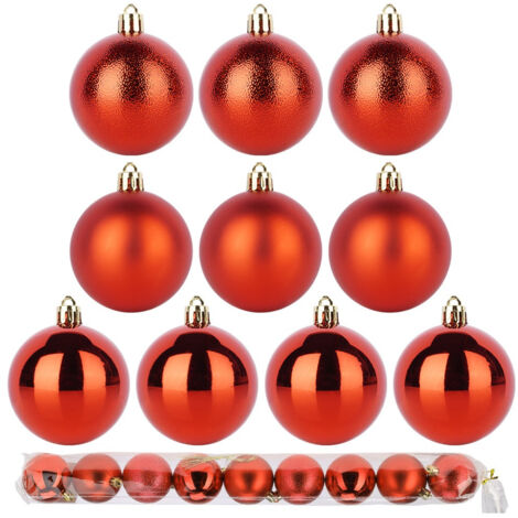 Boules de Noël rouges incassables, 6 cm, lot de 9 décorations