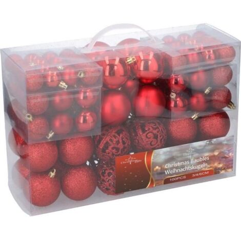 Boules de Noël rouges - Lot de 100