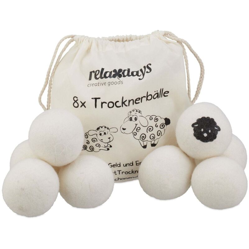 Boules de sechage en laine de mouton lot de 8