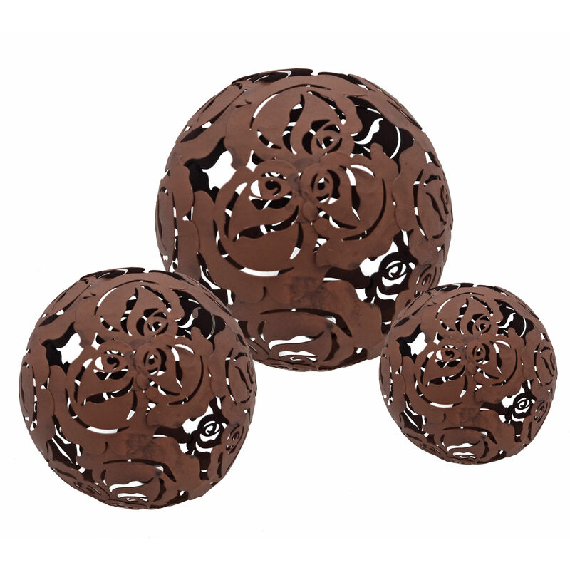 Spetebo - Boules décoratives rouille en set de 3 - 20 / 15 / 10 cm