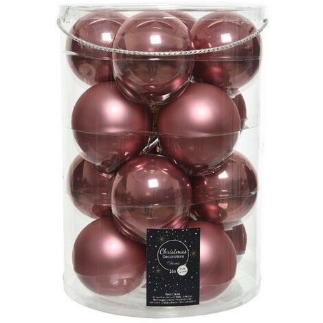 Boules en verre à suspendre Velours Rose dim 8 cm Carton de 16