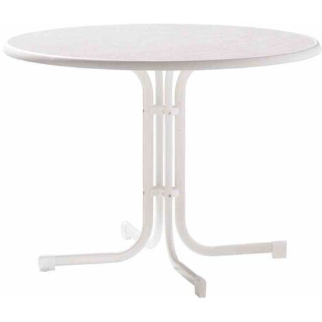 Boulevard-Klapptisch, Ø 100 cm, weiß Stahlrohrgestell, Mecalit-Pro-Platte