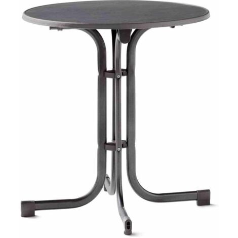 Boulevard-Klapptisch, Ø 70x72 cm, eisengrau Gestell aus Stahl in eisengrau, Tischplatte aus Mecalit®-Pro in anthrazit