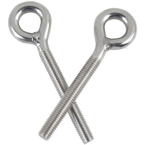 Boulon à Oeil M6 10pcs Vis à Anneau en Acier Inoxydable 304 A2-70 Tige Filetée Piton à Visser pour Fixation et Suspension