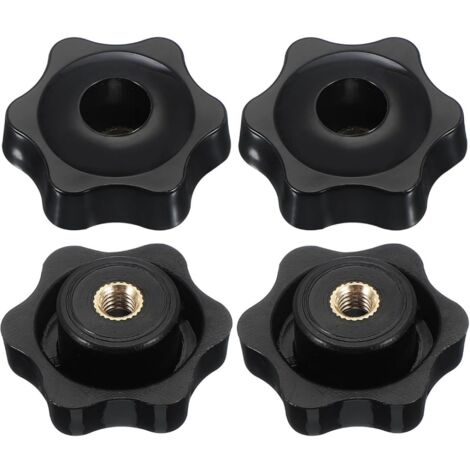 Boulon à tête traversante M8x45mm, 4 pièces Laiton Filetage intérieur Bouton Plastique Noir