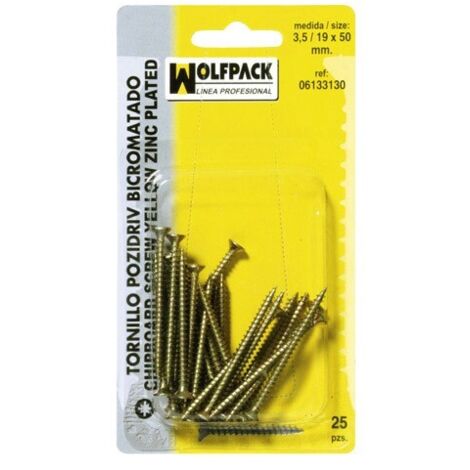 Boulon à vis Pozidriv bichromaté 6.0/22x 50 mm. (6 morceaux)