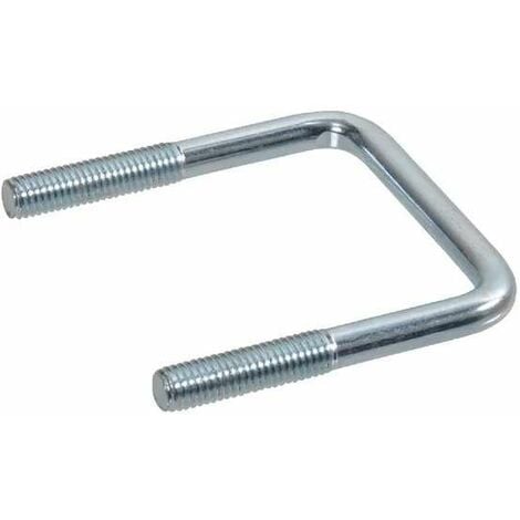 Boulon avec étrier universel en U carré acier zingué bride de fixation pour tuyaux Tube Collier de serrage Support Intérieur Extérieur Plomberie, M12 x 90mm