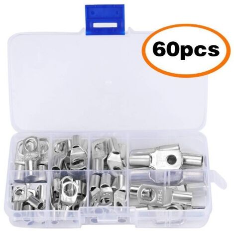 Boulon de trou de cosse électrique, 60 pièces, connecteur en cuivre étamé série SC6-25, sertissage/soudure adapté pour câble de 6m㎡8m㎡10m㎡16m㎡25m㎡