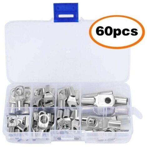 Boulon de trou de cosse électrique, 60 pièces, connecteur en cuivre étamé série SC6-25, sertissage/soudure adapté pour câble de 6m㎡8m㎡10m㎡16m㎡25m㎡