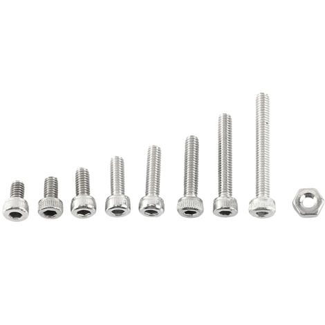 Boulon de vis à six pans creux en acier inoxydable M2.5 A2 avec assortiment d'écrous hexagonaux (tête cylindrique)