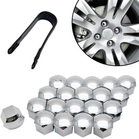 Boulon Ecrou Couvre, 20x Cache Ecrou, Cache Boulon, Capuchons d'écrou de Roue de Voiture Cache-vis Boulon Jantes Décoration Extérieure Anti-poussière, avec Outil de Suppression pour Voiturese