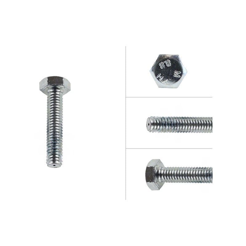 Boulon hexagonal galvanisé M4 x 20 mm - 500 pièces