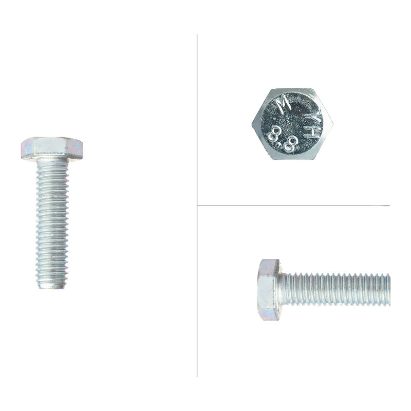 Boulon hexagonal galvanisé M8 x 16 mm - 200 pièces