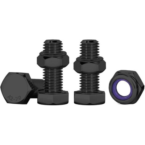 Boulon M6 10 Pcs Bouton à Tête Hexagonale Et écrous, M6 X 16mm Boulons à Six Pans Avec écrous Boulons Acier Inoxydable A2 V2A Pour Meubles, Voitures, Vélos, Bateaux, Impression 3D, Noir