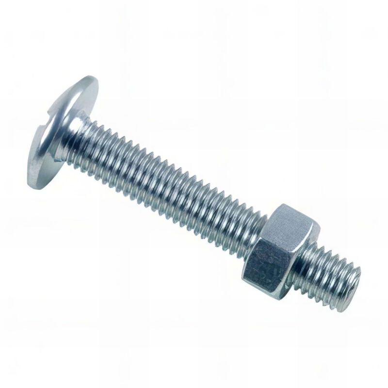 Boulon poêlier tête ronde large fendue en croix 10 x 100 mm Zingué - Boite de 50 pcs Fixtout BRL1010002B