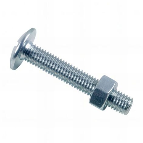 Boulon poêlier tête ronde large fendue en croix 6 x 80 mm Zingué - Boite de 100 pcs - Fixtout BRL0608002B