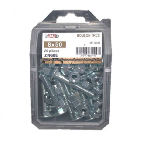 Boulon tête ronde collé carré (TRCC) Zingué Coque de 20 pièces - 8 x 60 mm - BIVI