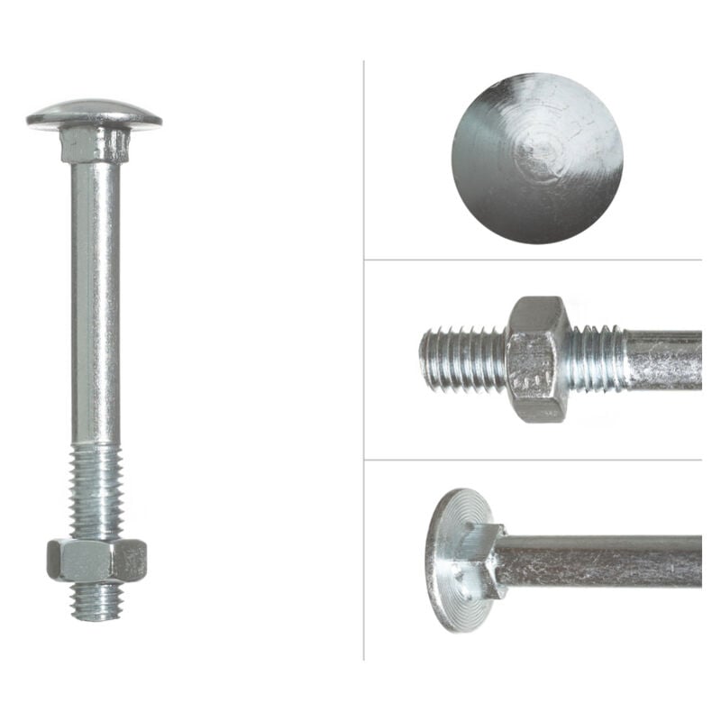 Boulon trcc galvanisé M8 x 80 mm - 100 pièces