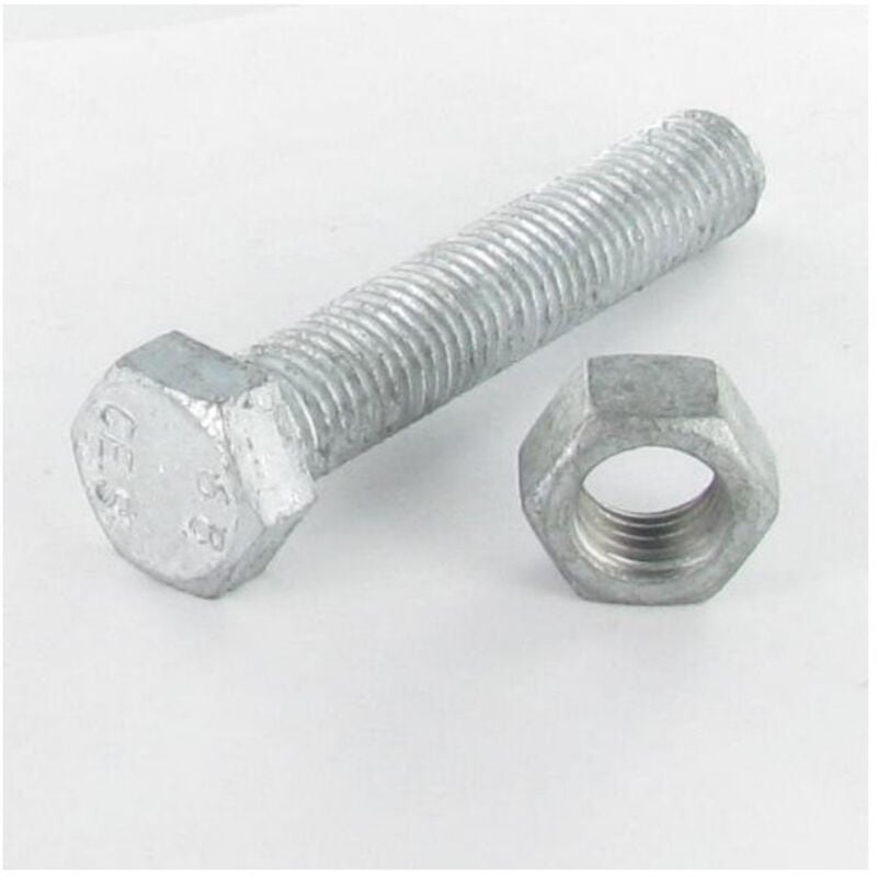 Boulon (vendu avec Ecrou) Tête hexagonale TH M24X200 Filetée sur 150 Classe 6.8 Forte tenue à la corrosion Acier-10 pièces