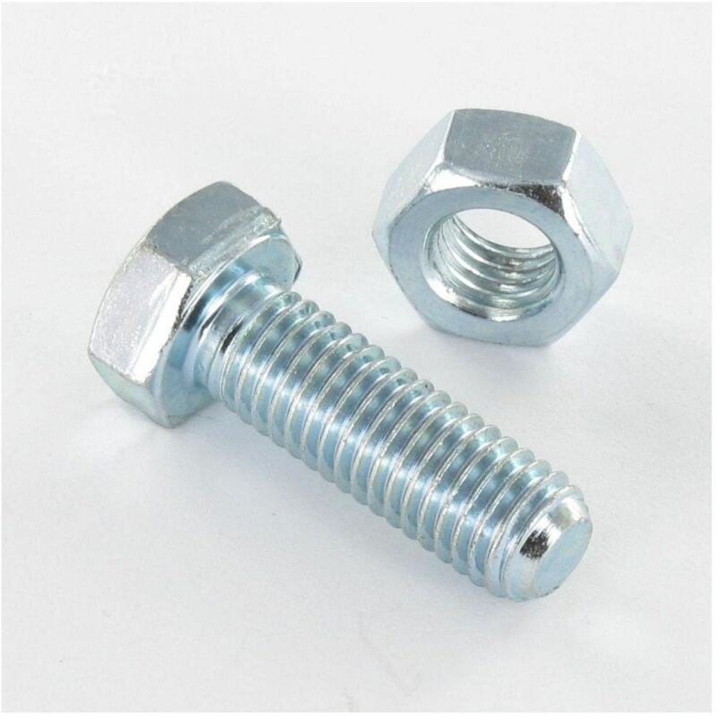 Boulon (vendu avec Ecrou) Tête hexagonale th M8X25 Acier zingué-200 pièces