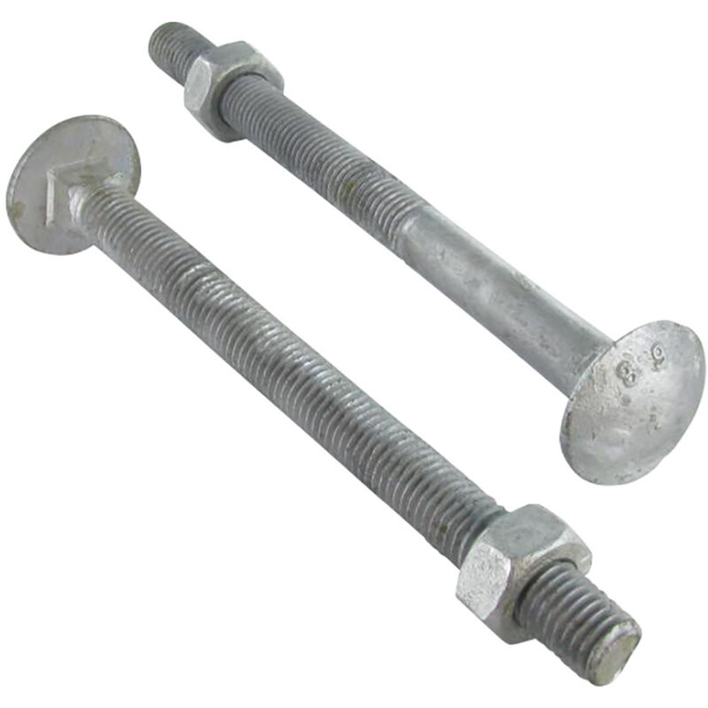 Vis Express - Boulon (vendu avec Ecrou) trcc japy tête ronde collet carré M10X330 Filetée sur 100 Classe 6.8 Forte tenue-20 pièces