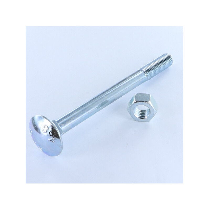 Boulon (vendu avec Ecrou) trcc japy tête ronde collet carré M12X250 Filetage partiel Acier zingué-25 pièces