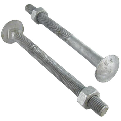 Boulon (vendu avec Ecrou) TRCC JAPY tête ronde collet carré M16X340 Filetée sur 100 Classe 6.8 Forte tenue à la-1 pièce