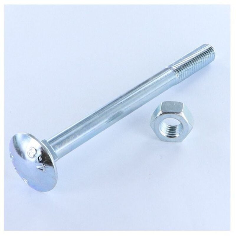 Boulon (vendu avec Ecrou) trcc japy tête ronde collet carré M6X50 Filetage partiel Acier zingué-200 pièces