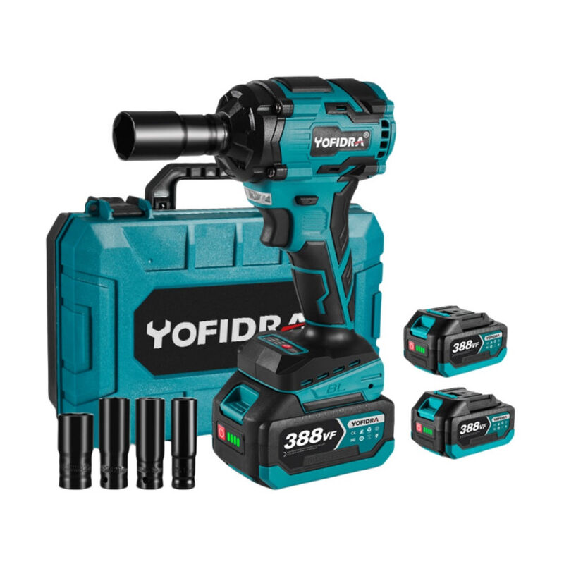 Clé a Choc sans Fil Brushless 650Nm, 1/2' Boulonneuse à Choc Electrique avec 4 Douilles, Changer les Pneus de La Voiture et Desserrer les écrous de