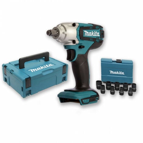 Boulonneuse à chocs 18V 190Nm 1/2 DTW190 (machine seule) + Coffret 9 douilles + coffret MAKITA