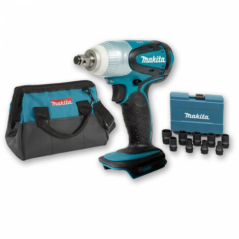 Makita – Boulonneuse à chocs 18V 230Nm – Moteur à 4 pôles – Coffret 9 douilles – Éclairage LED pour zones sombres – Poids léger 1,5 kg - DTW251