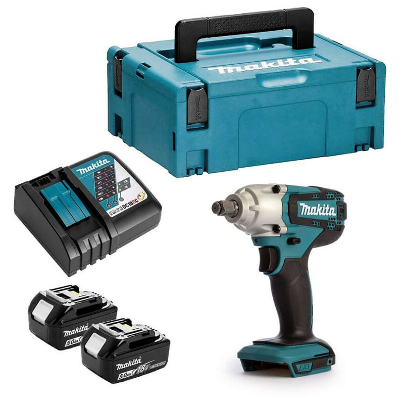 Boulonneuse &agrave; chocs + 2 batteries 18V 5Ah Li-Ion + Coffret Makpac